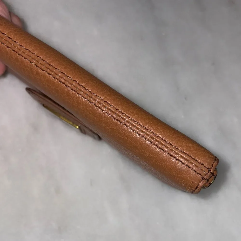Fossil Wallet Leather Quinn Slim Wristlet Clutch Bi-Fold Pebbled Leather Wallet
